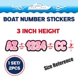 Custom Boat Registration Numbers Stickers Letter Decal 2pcs - Texture Pink C053