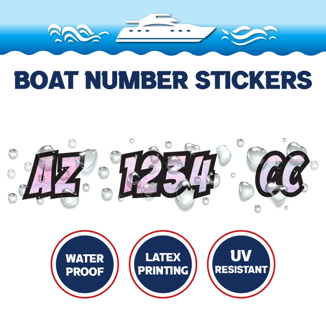 Custom Boat Registration Numbers Stickers Letter Decal 2pcs - Texture Purple C055