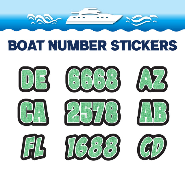 Custom Boat Registration Numbers Stickers Letter Decal 2pcs - Texture Green C056