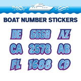 Custom Boat Registration Numbers Stickers Letter Decal 2pcs - Texture Blue C058