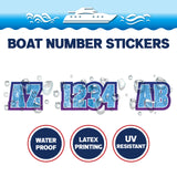 Custom Boat Registration Numbers Stickers Letter Decal 2pcs - Texture Blue C058