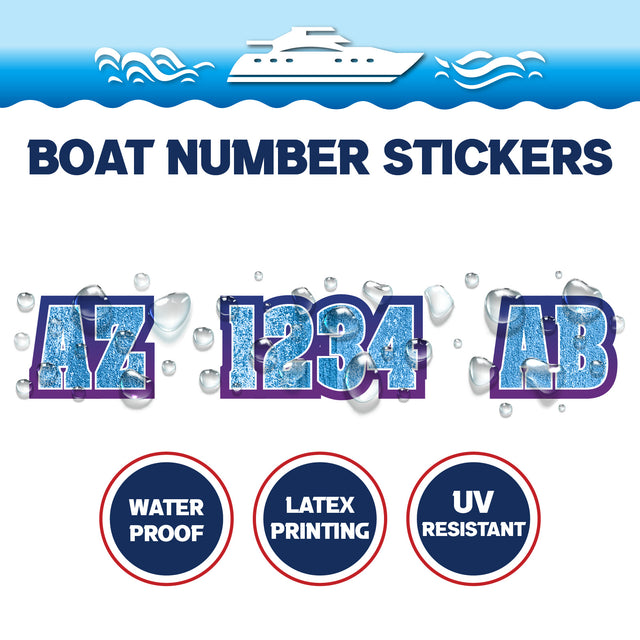 Custom Boat Registration Numbers Stickers Letter Decal 2pcs - Texture Blue C058