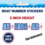 Custom Boat Registration Numbers Stickers Letter Decal 2pcs - Texture Blue C058