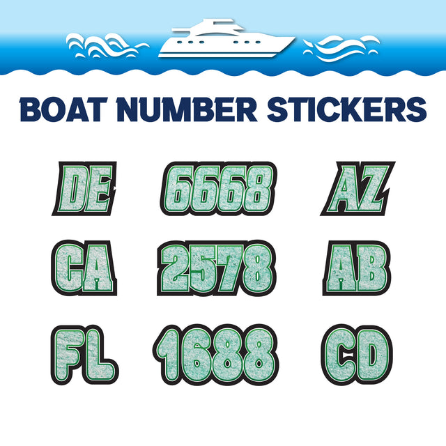 Custom Boat Registration Numbers Stickers Letter Decal 2pcs - Texture Green C059