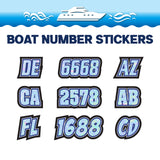 Custom Boat Registration Numbers Stickers Letter Decal 2pcs - Texture Blue C061