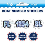 Custom Boat Registration Numbers Stickers Letter Decal 2pcs - Texture Blue C061