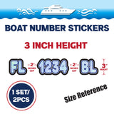 Custom Boat Registration Numbers Stickers Letter Decal 2pcs - Texture Blue C061