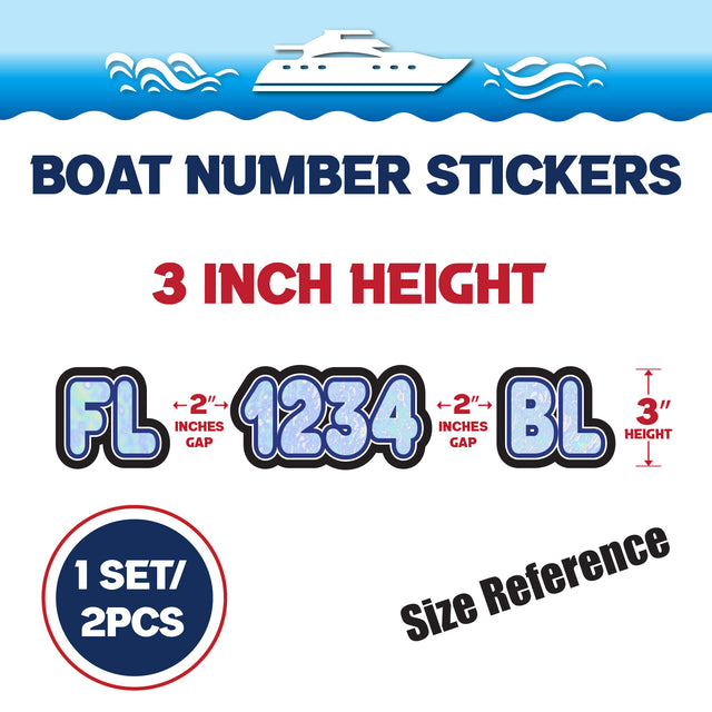 Custom Boat Registration Numbers Stickers Letter Decal 2pcs - Texture Blue C061