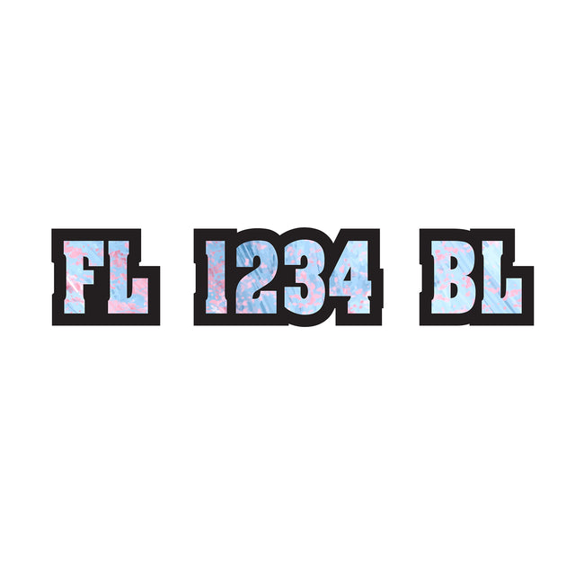 Custom Boat Registration Numbers Stickers Letter Decal 2pcs - Texture Pink Blue C062