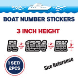 Custom Boat Registration Numbers Stickers Letter Decal 2pcs - Line Black C063