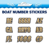 Custom Boat Registration Numbers Stickers Letter Decal 2pcs - Line Brown C064