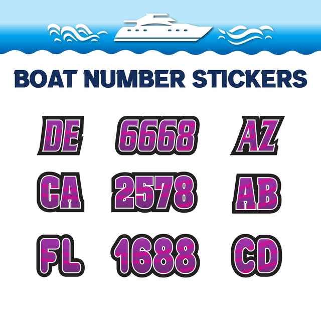 Custom Boat Registration Numbers Stickers Letter Decal 2pcs - Line Purple C066