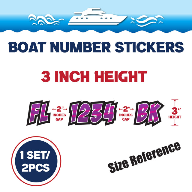 Custom Boat Registration Numbers Stickers Letter Decal 2pcs - Line Purple C066