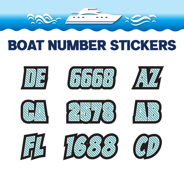 Custom Boat Registration Numbers Stickers Letter Decal 2pcs - Line Green C068