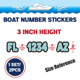 Custom Boat Registration Numbers Stickers Letter Decal 2pcs - Line Green C068