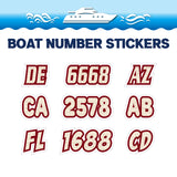 Custom Boat Registration Numbers Stickers Letter Decal 2pcs - Line Red C069