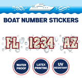 Custom Boat Registration Numbers Stickers Letter Decal 2pcs - Line Red C069