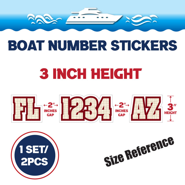 Custom Boat Registration Numbers Stickers Letter Decal 2pcs - Line Red C069