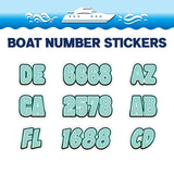 Custom Boat Registration Numbers Stickers Letter Decal 2pcs - Line Green C071