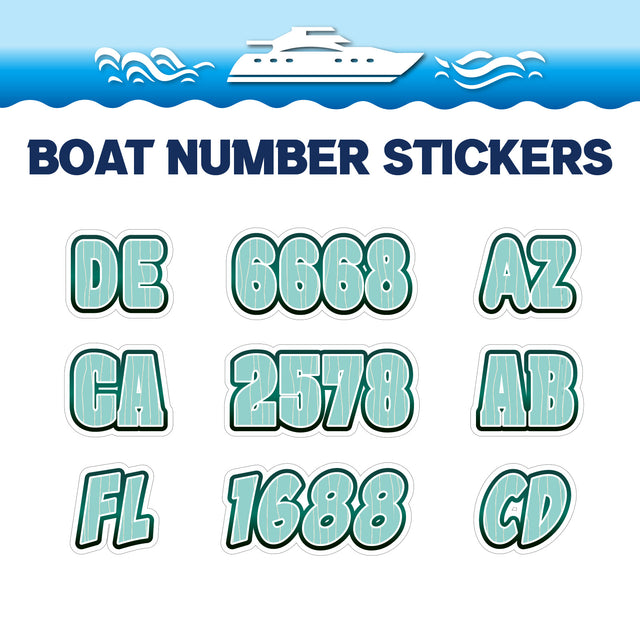 Custom Boat Registration Numbers Stickers Letter Decal 2pcs - Line Green C071