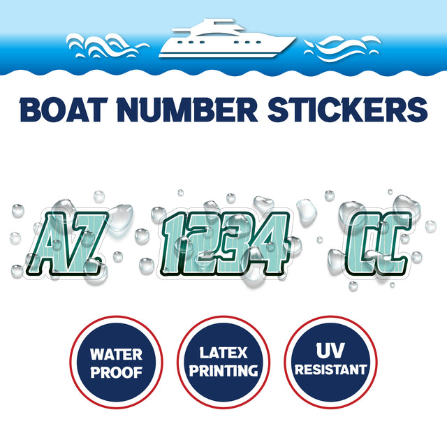 Custom Boat Registration Numbers Stickers Letter Decal 2pcs - Line Green C071