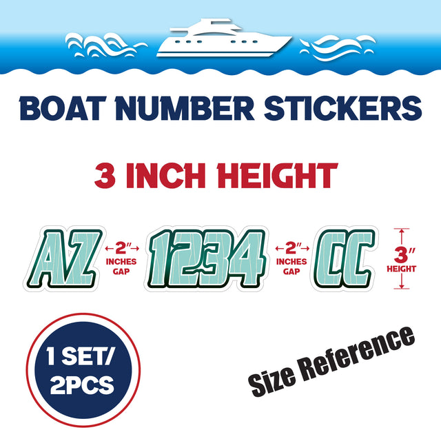 Custom Boat Registration Numbers Stickers Letter Decal 2pcs - Line Green C071