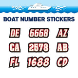 Custom Boat Registration Numbers Stickers Letter Decal 2pcs - Line Red C072