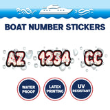 Custom Boat Registration Numbers Stickers Letter Decal 2pcs - Line Red C072