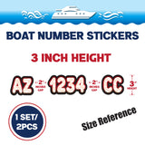 Custom Boat Registration Numbers Stickers Letter Decal 2pcs - Line Red C072