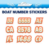 Custom Boat Registration Numbers Stickers Letter Decal 2pcs - Line Orange Green C073