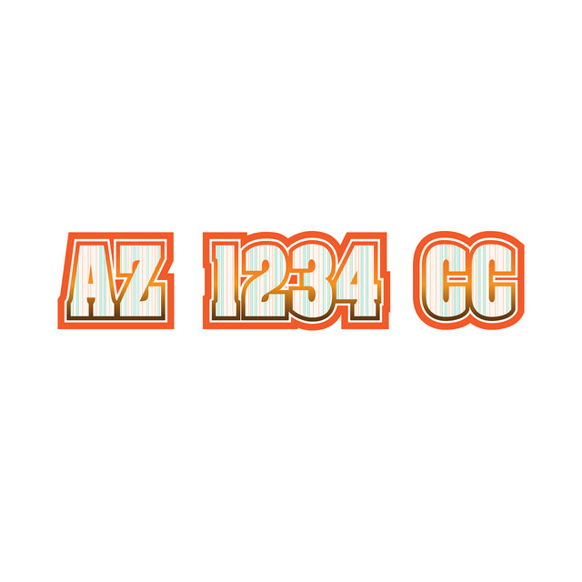 Custom Boat Registration Numbers Stickers Letter Decal 2pcs - Line Orange Green C073