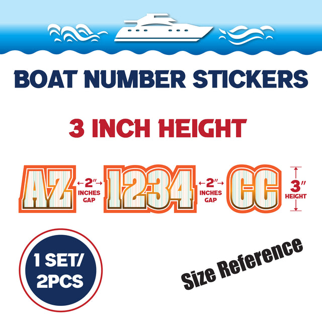 Custom Boat Registration Numbers Stickers Letter Decal 2pcs - Line Orange Green C073