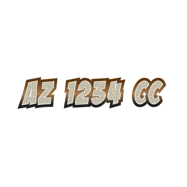 Custom Boat Registration Numbers Stickers Letter Decal 2pcs - Line Brown C074