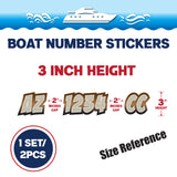 Custom Boat Registration Numbers Stickers Letter Decal 2pcs - Line Brown C074