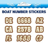 Custom Boat Registration Numbers Stickers Letter Decal 2pcs - Line Brown C075