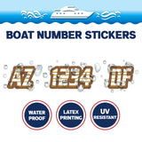 Custom Boat Registration Numbers Stickers Letter Decal 2pcs - Line Brown C075