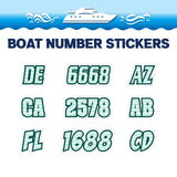 Custom Boat Registration Numbers Stickers Letter Decal 2pcs - Line Green C076