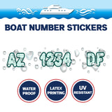 Custom Boat Registration Numbers Stickers Letter Decal 2pcs - Line Green C076