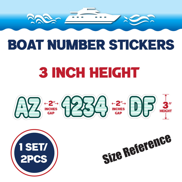 Custom Boat Registration Numbers Stickers Letter Decal 2pcs - Line Green C076