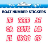 Custom Boat Registration Numbers Stickers Letter Decal 2pcs - Line Pink C077