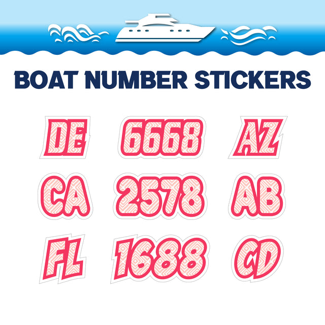 Custom Boat Registration Numbers Stickers Letter Decal 2pcs - Line Pink C077