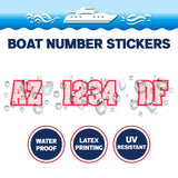 Custom Boat Registration Numbers Stickers Letter Decal 2pcs - Line Pink C077