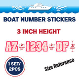 Custom Boat Registration Numbers Stickers Letter Decal 2pcs - Line Pink C077