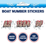 Custom Boat Registration Numbers Stickers Letter Decal 2pcs - Line Red C078