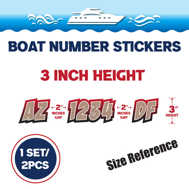 Custom Boat Registration Numbers Stickers Letter Decal 2pcs - Line Red C078