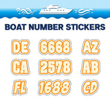 Custom Boat Registration Numbers Stickers Letter Decal 2pcs - Line Yellow C079