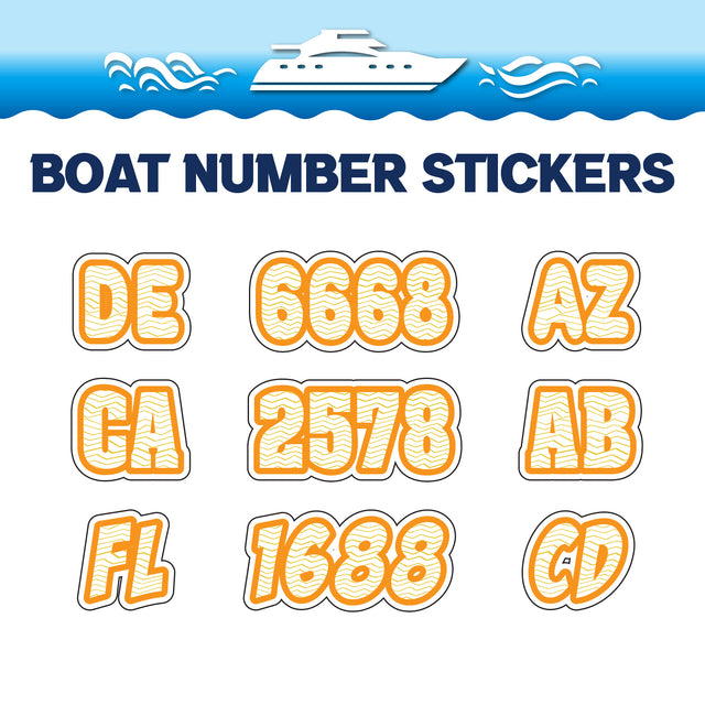 Custom Boat Registration Numbers Stickers Letter Decal 2pcs - Line Yellow C079