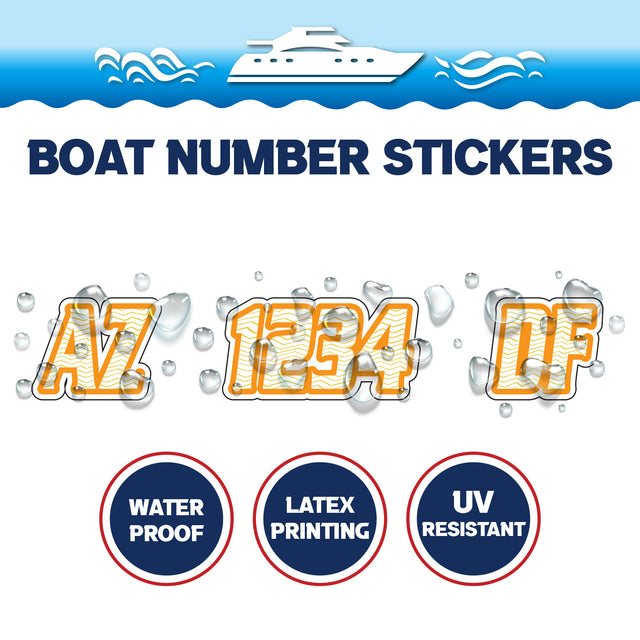 Custom Boat Registration Numbers Stickers Letter Decal 2pcs - Line Yellow C079