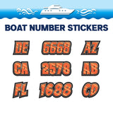 Custom Boat Registration Numbers Stickers Letter Decal 2pcs - Line Orange C080