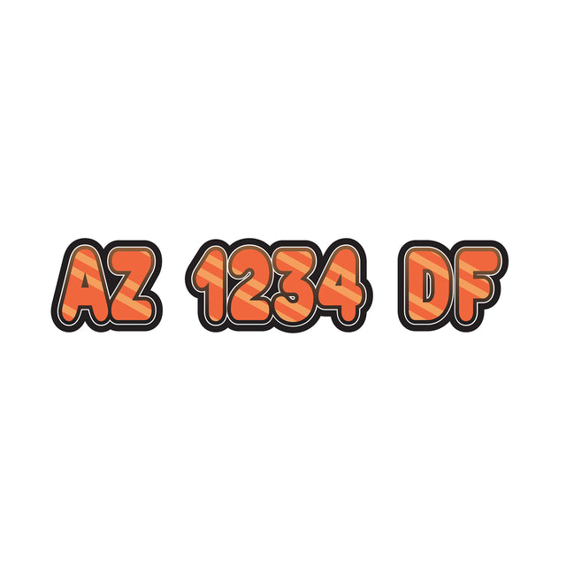 Custom Boat Registration Numbers Stickers Letter Decal 2pcs - Line Orange C080